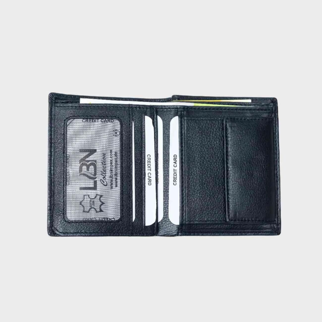 Classique Noir Leather Wallet for men – RFID-Protected Bifold with 16 Card Slots & Zippered Compartments - LBN