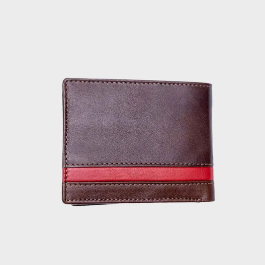 The Rustic Stripe RFID Leather Wallet for men – Slim Bifold, Multi-Card Slots & Coin Pocket - LBN