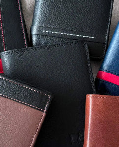 RFID Protected Leather Wallets Black, Blue, Green, Brown for Men