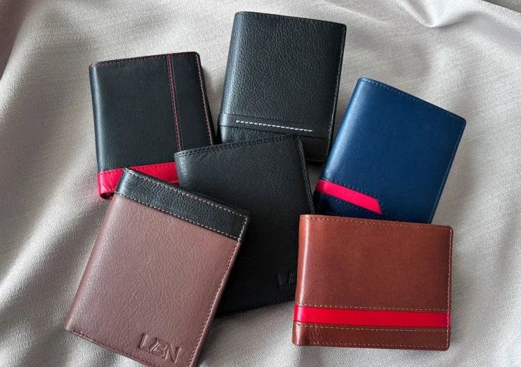 Handmade Leather Wallet for Men, Green, Blue, Brown, Black, Peach, Red