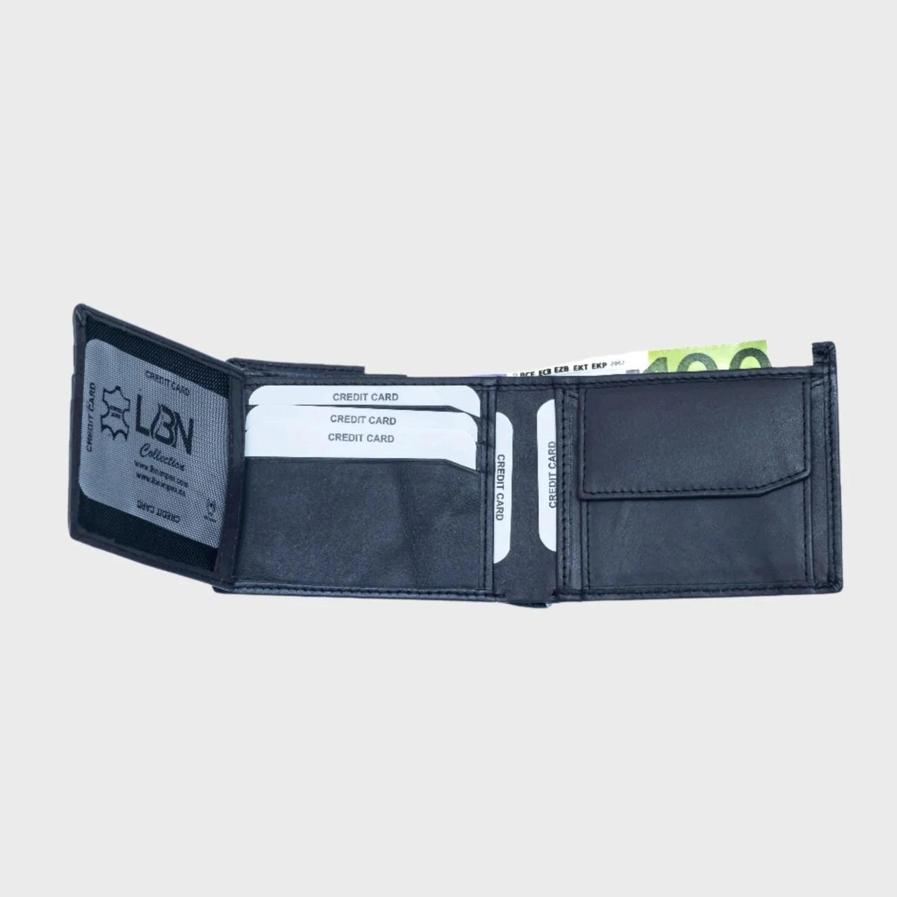The Midnight Stripe - Full-Grain Cowhide Leather Wallet for men , 7 Credit Card Slots , One Coin Pocket - LBN