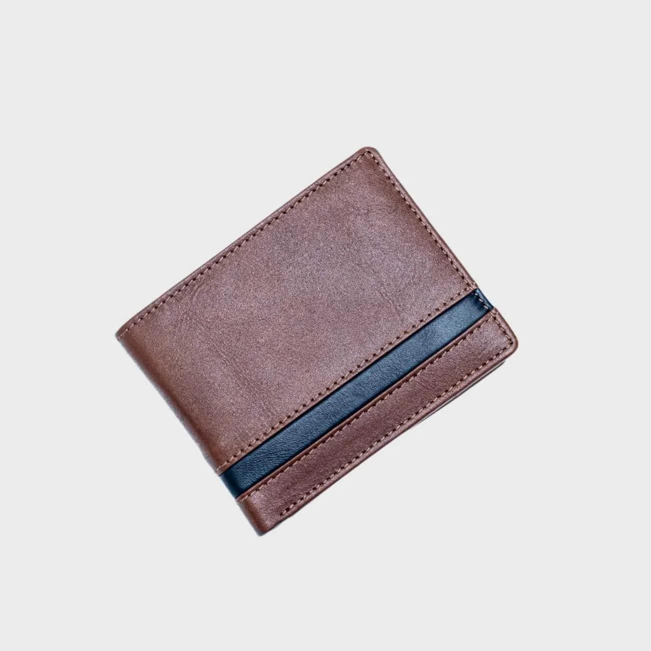 The Rustic Stripe RFID Leather Wallet for men – Slim Bifold, Multi-Card Slots & Coin Pocket - LBN