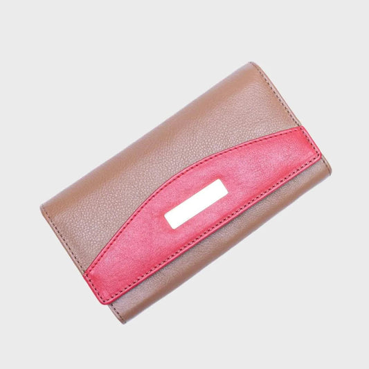 Prime Wave Leather Wallet for women – RFID Protected, Sleek Brown Design, Multi-Pocket Organizer - LBN