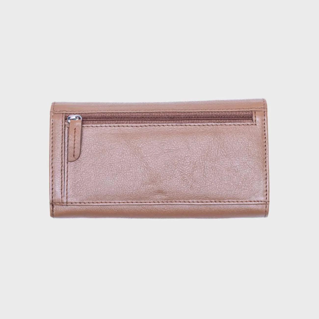 Prime Wave Leather Wallet for women – RFID Protected, Sleek Brown Design, Multi-Pocket Organizer - LBN