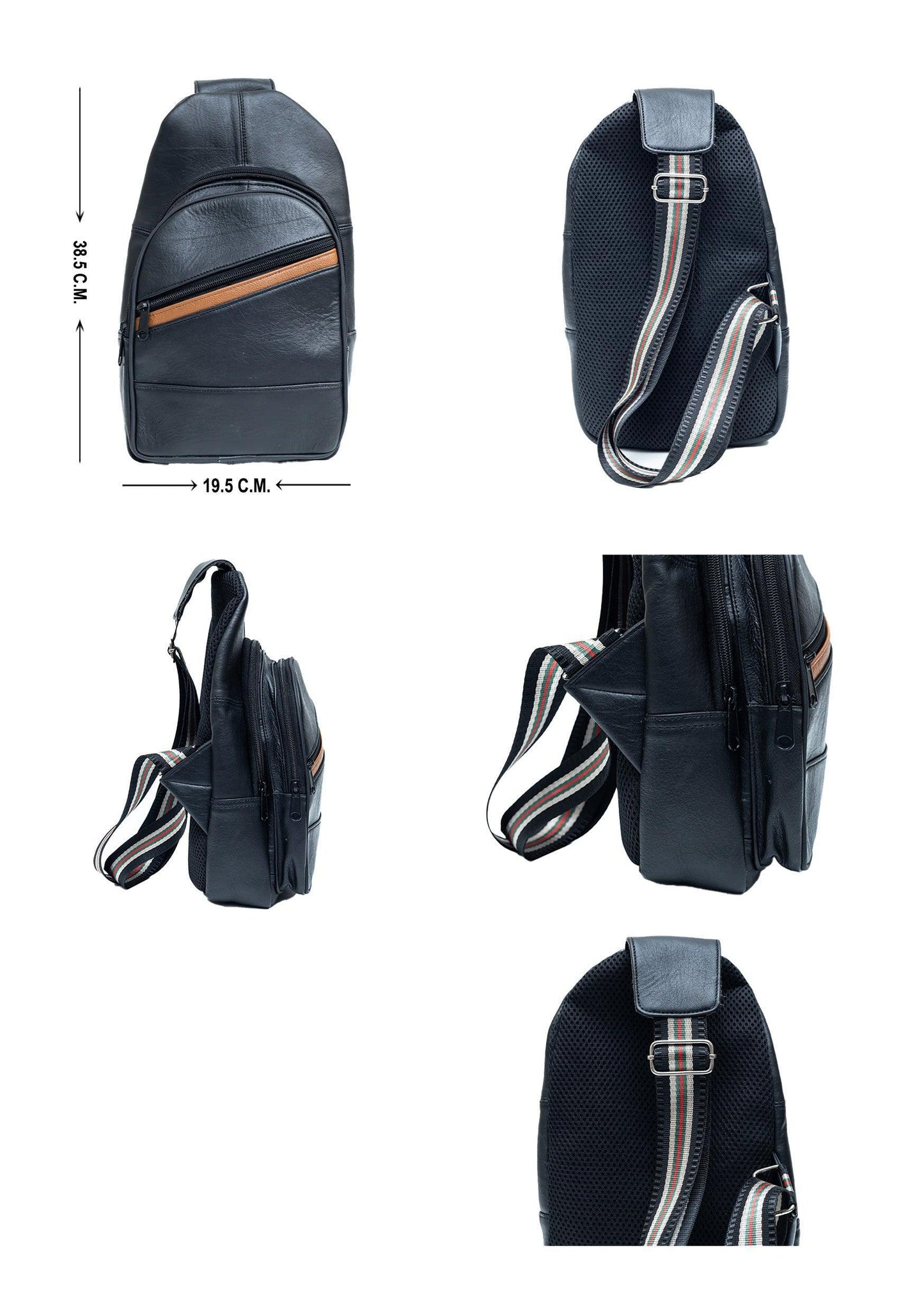 Fanny Pack Gold – Premium Full-Grain Leather Waist Bag with 4 Zippered Compartments & Padded Back for Comfort - LBN