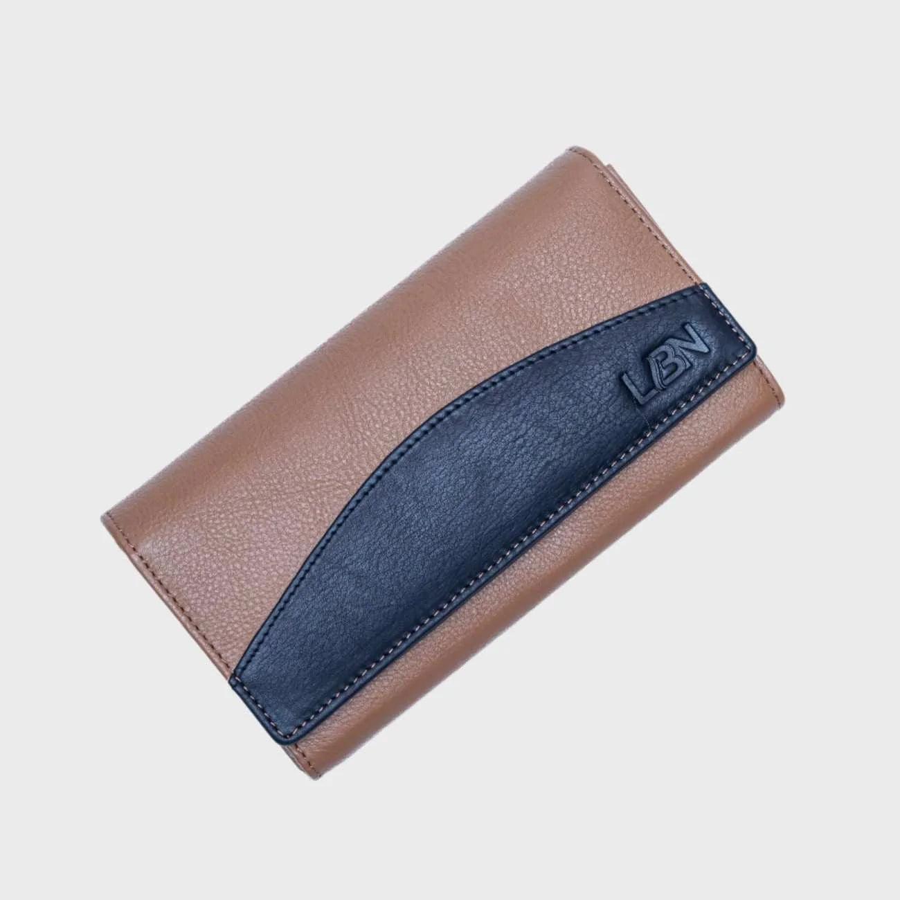 Horizon Leather Wallet for women – RFID-Protected Bifold with 6 Card Slots & Dual Zippered Pockets - LBN